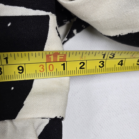 WHIT B&W Abstract Print Midi Dress XS Linen Silk Tie Waist Tulip Skirt BeachBoho - Picture 12 of 14